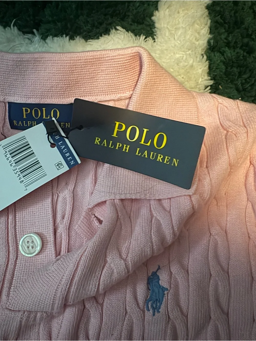 Polo by Ralph Lauren Pink Cable-Knit Polo